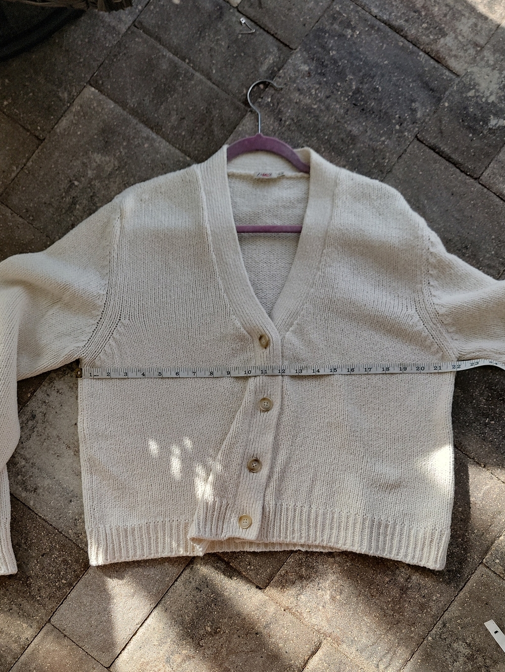 Faherty Cream V-Neck Button Cardigan Sweater Sz XL Boxy Fit Cotton Blend - Picture 7 of 12